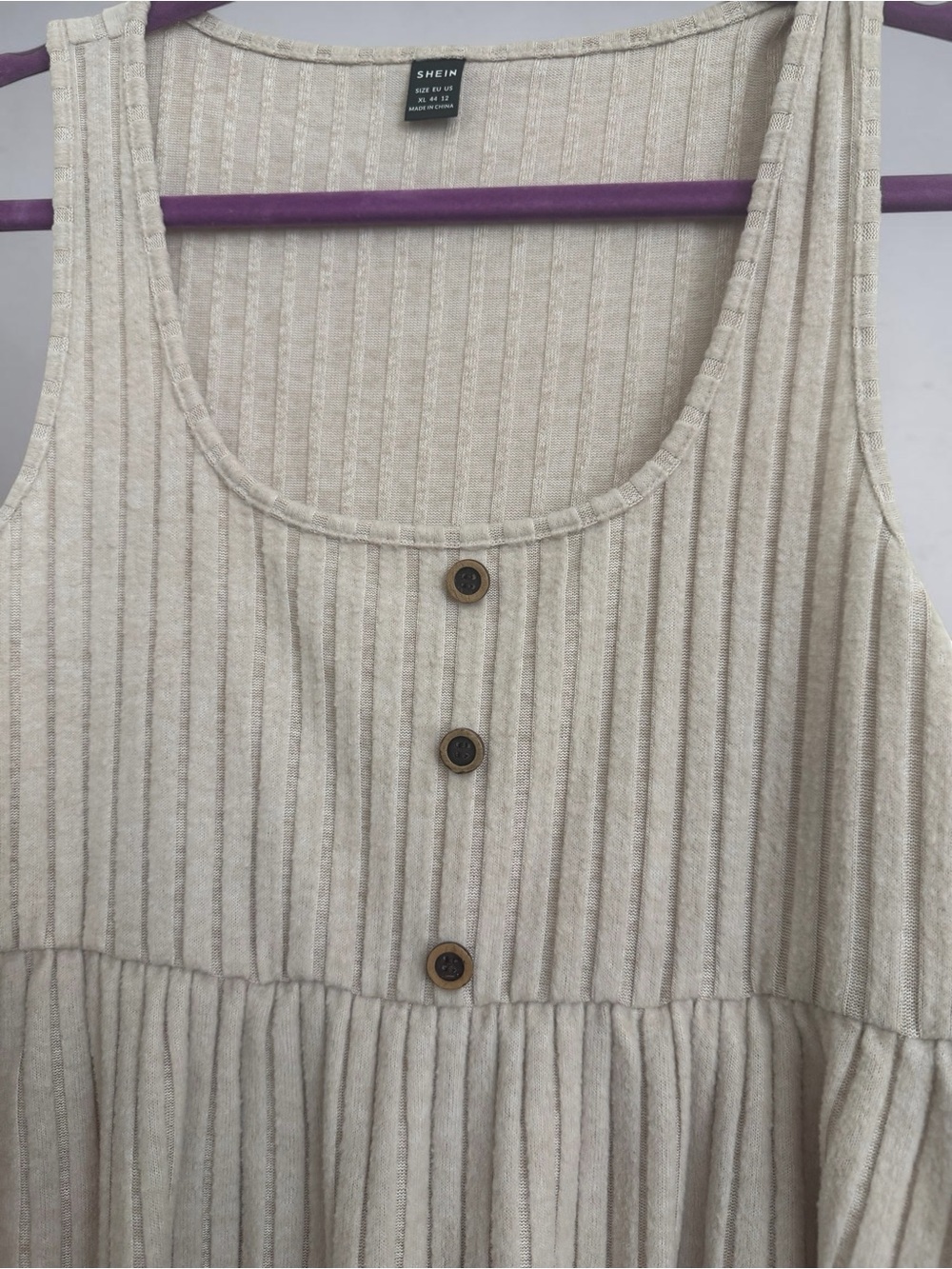 SHEIN Cream Ribbed Button Front Swing Tank - Picture 4 of 7